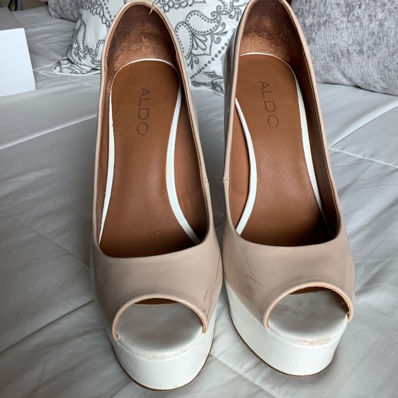 Aldo nude and white open toe hight pumps - Picture 2 of 8